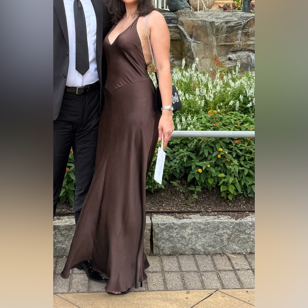 Brown Satin Reformation Dress